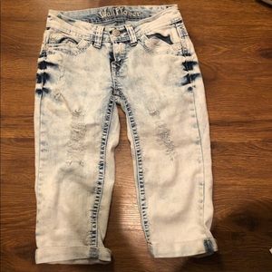 Stretch denim Capri shorts